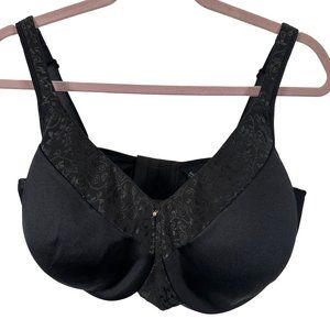 Bali 42DDD Bra Womens Black Underwire Floral Adjustable Straps Back Clasp